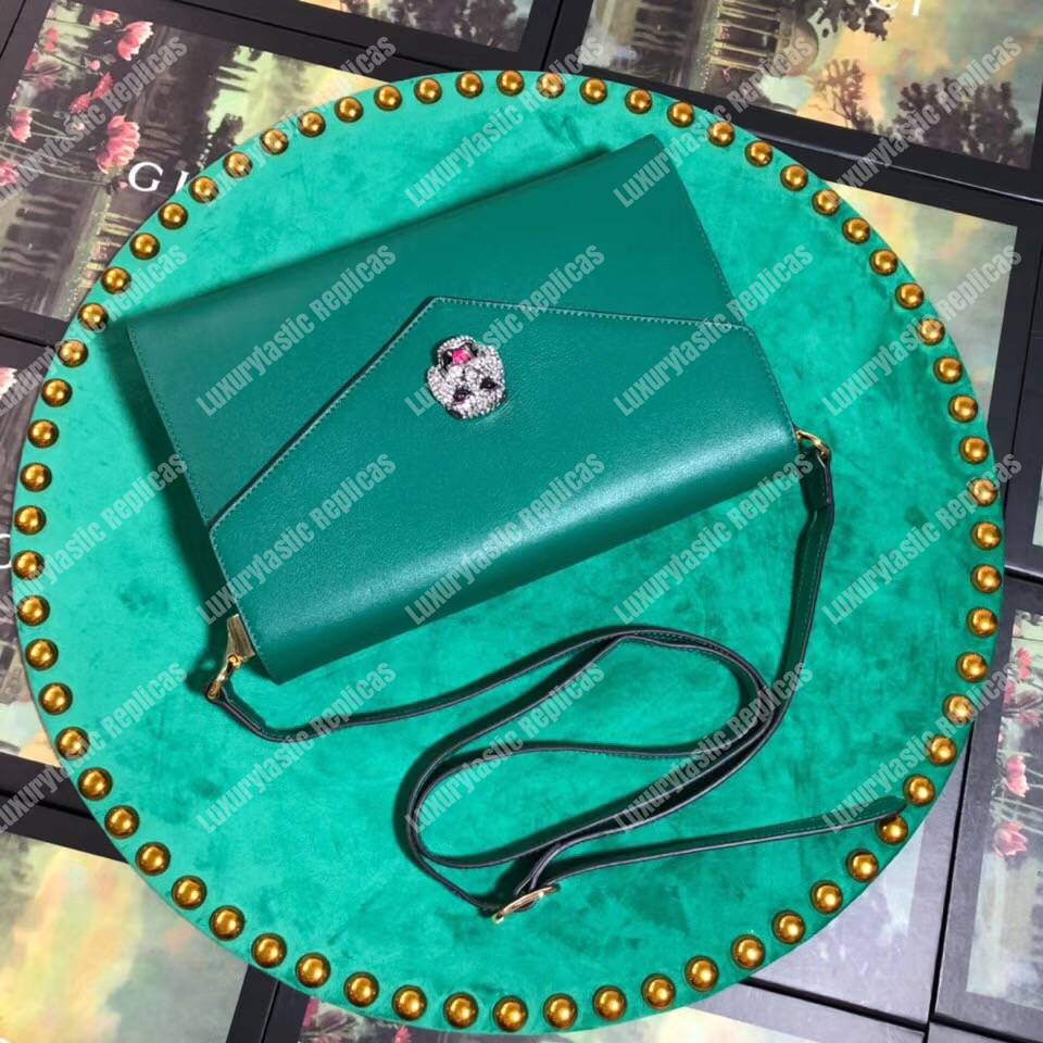 G*u*i medium leather shoulder bag green