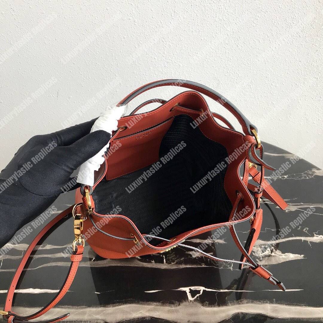 Pra*a saffiano leather bucket bag clay