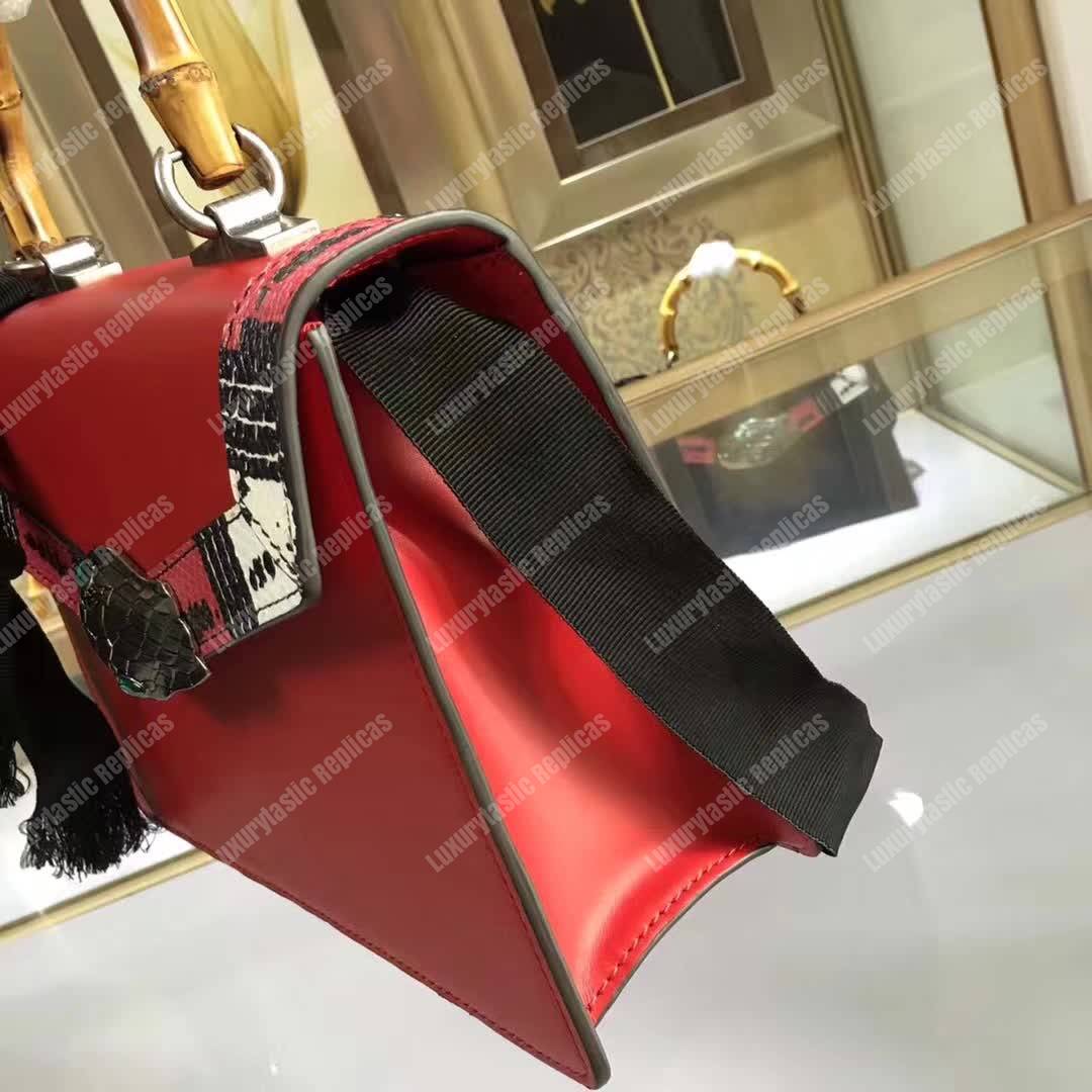 G*u*i lilith leather top handle bag red