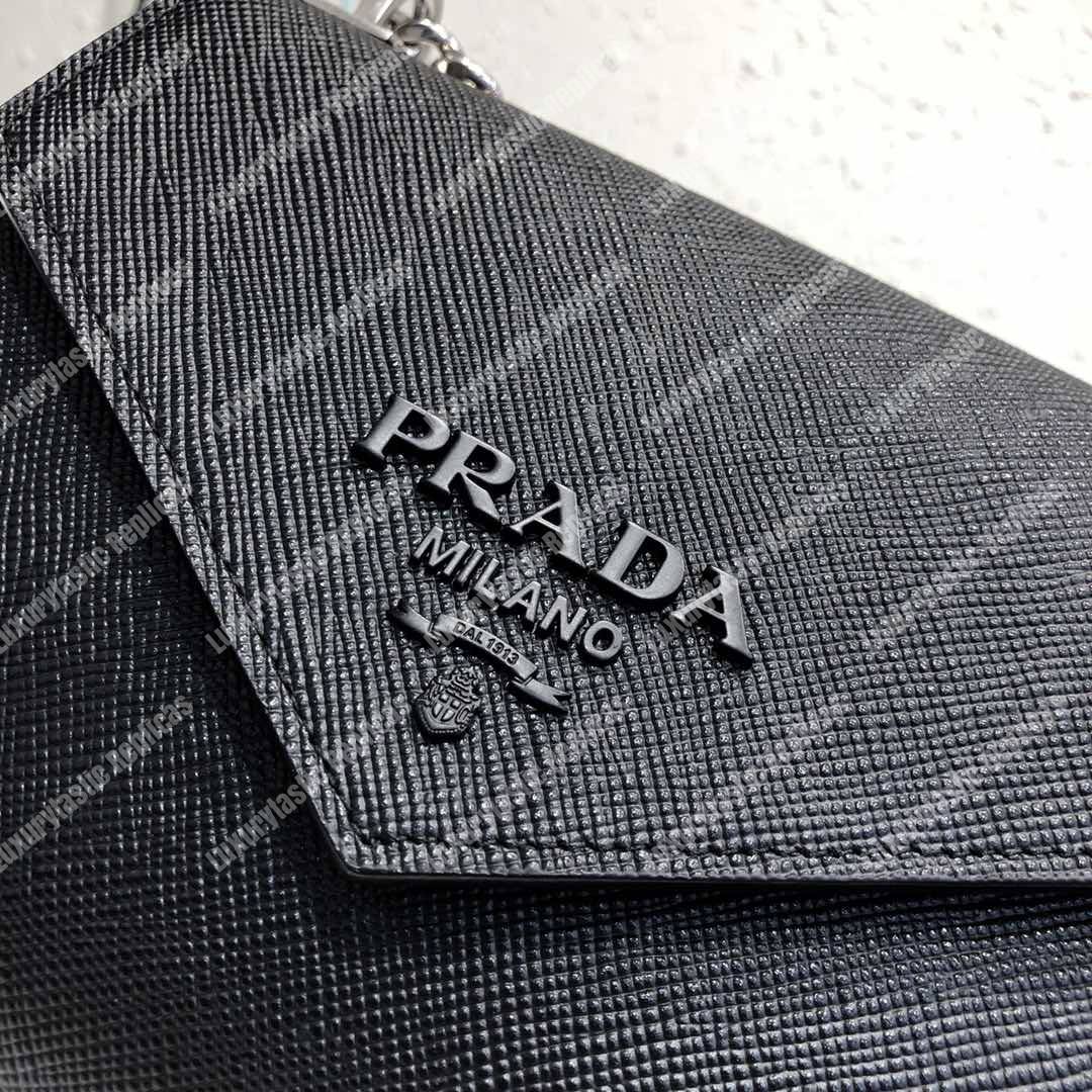 Pra*a monochrome saffiano leather bag black