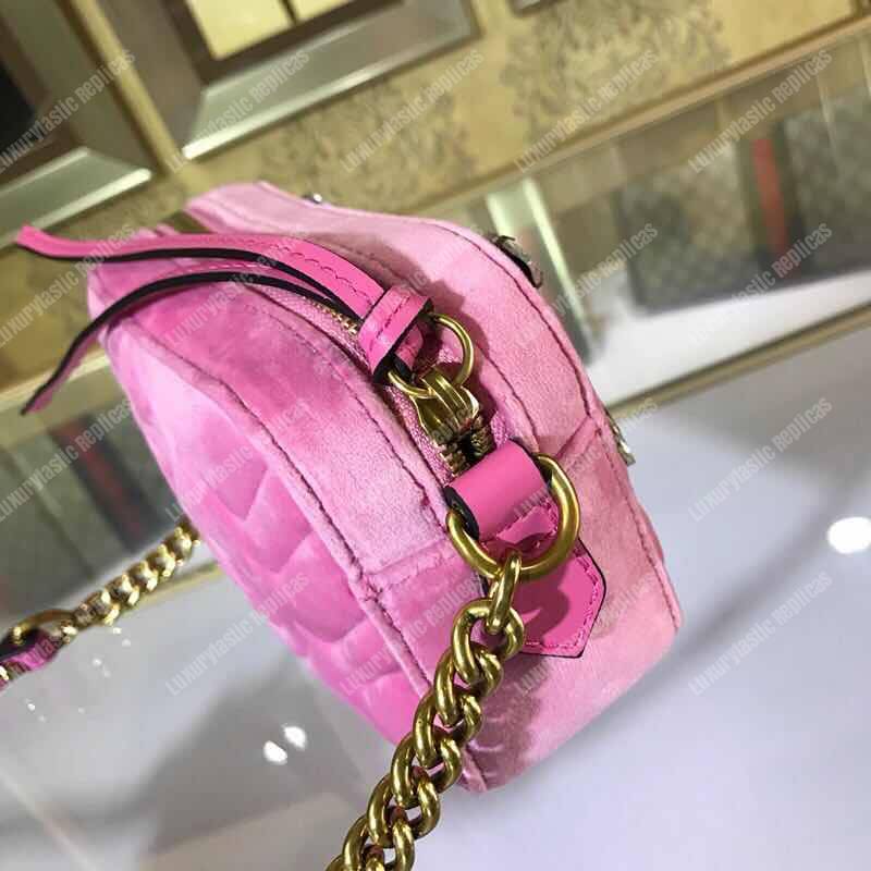G*u*i gg marmont velvet small shoulder bag with crystals pink