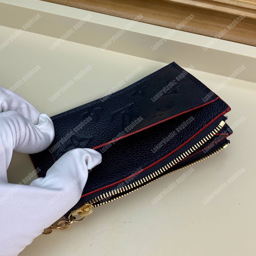 LV Zipped Card Holder Monogram Navy Red