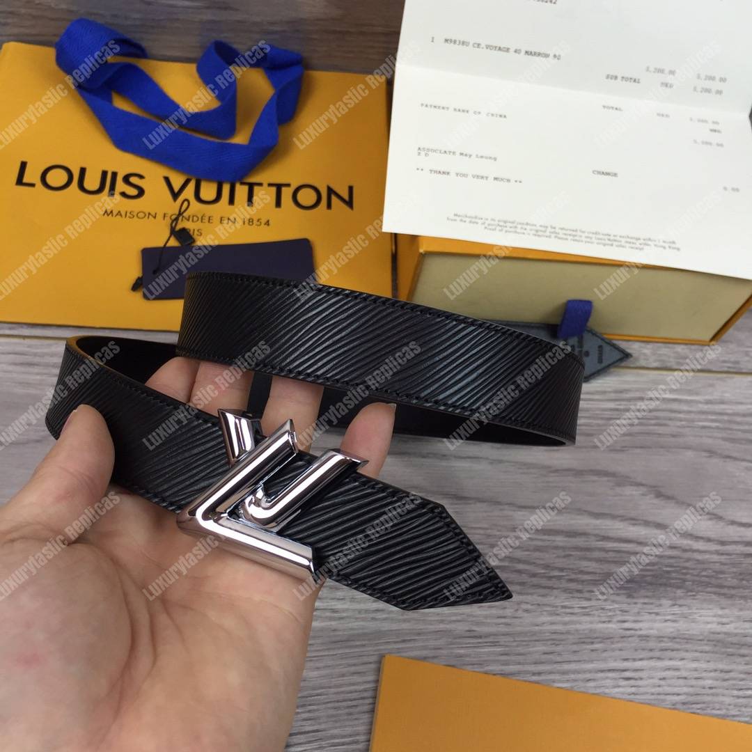 LV Twist 30MM Epi Leather Belt Black