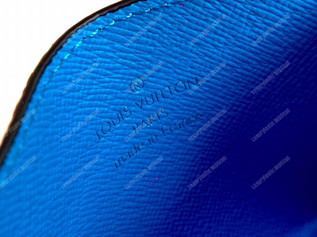 LV Double Card Holder Blue