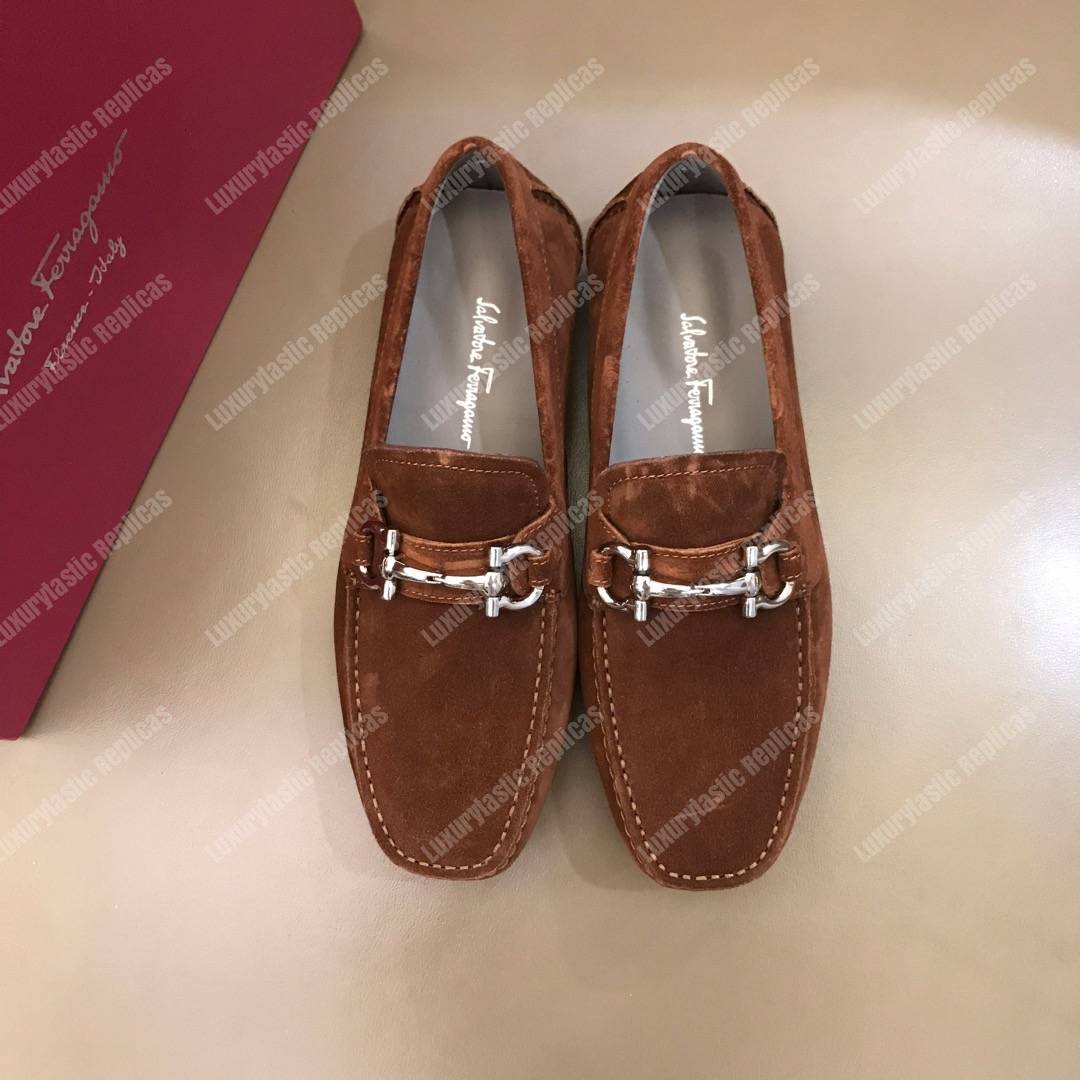 Salvatore Ferragamo Gancini Driving Shoe Brown