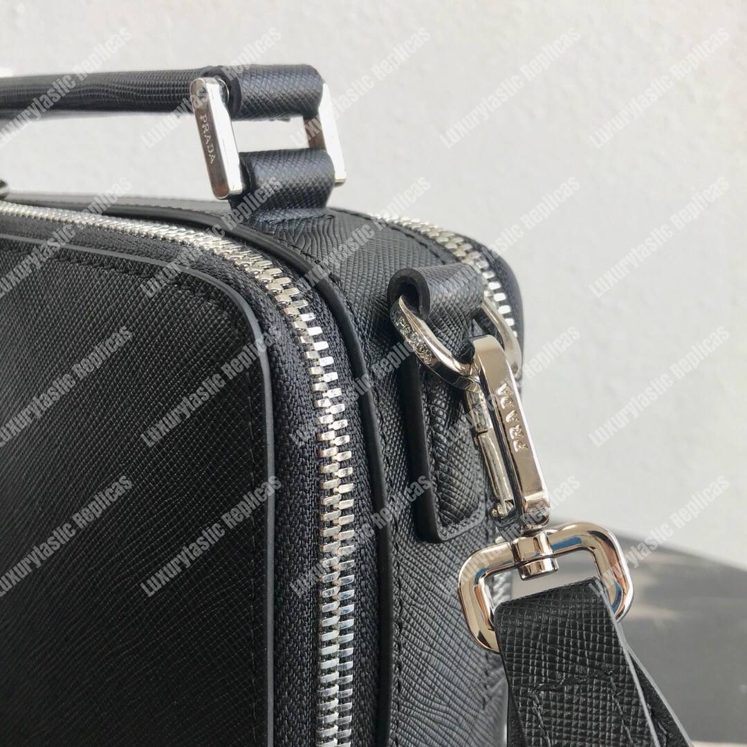 Pra*a brique saffiano leather bag black