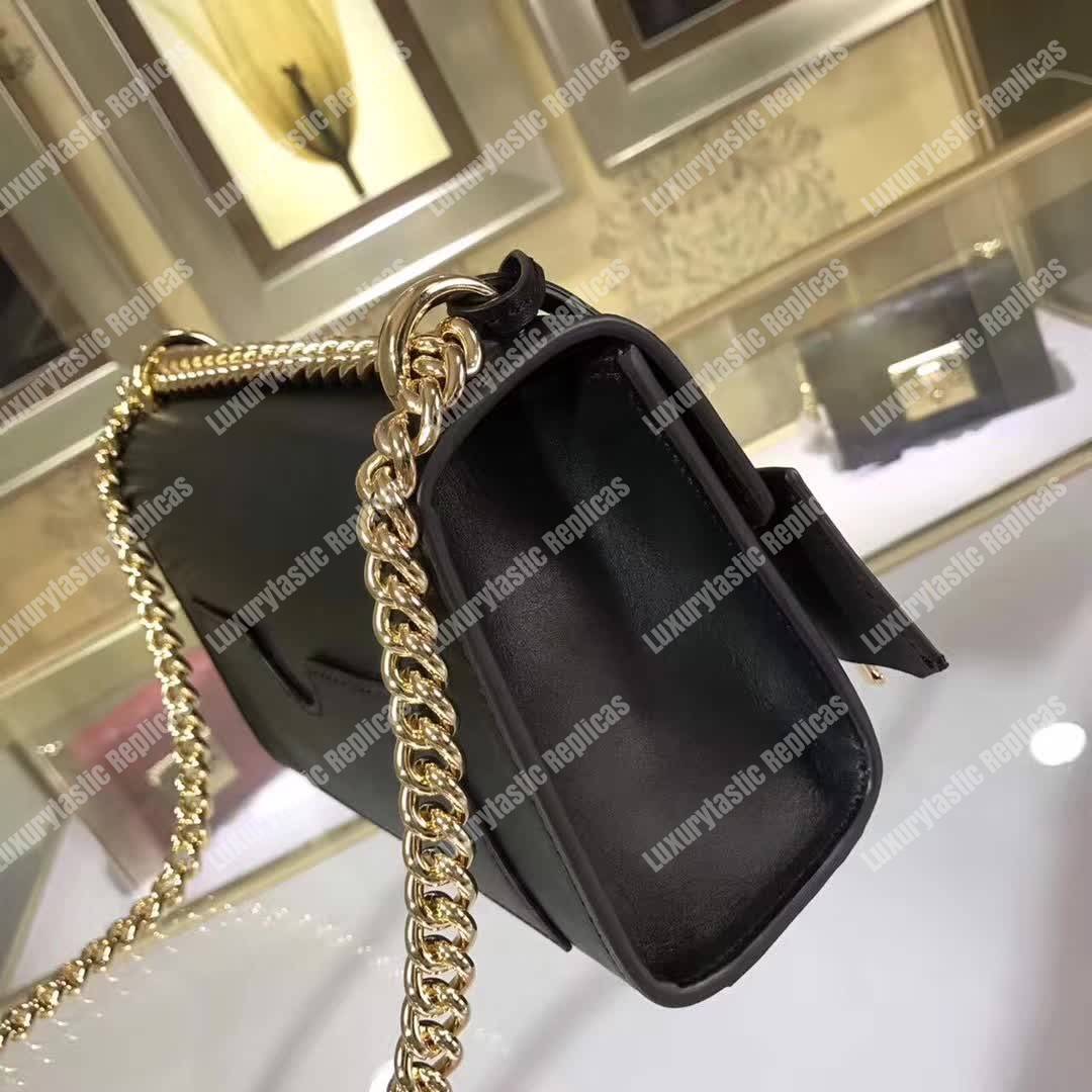 G*u*i padlock small leather shoulder bag black