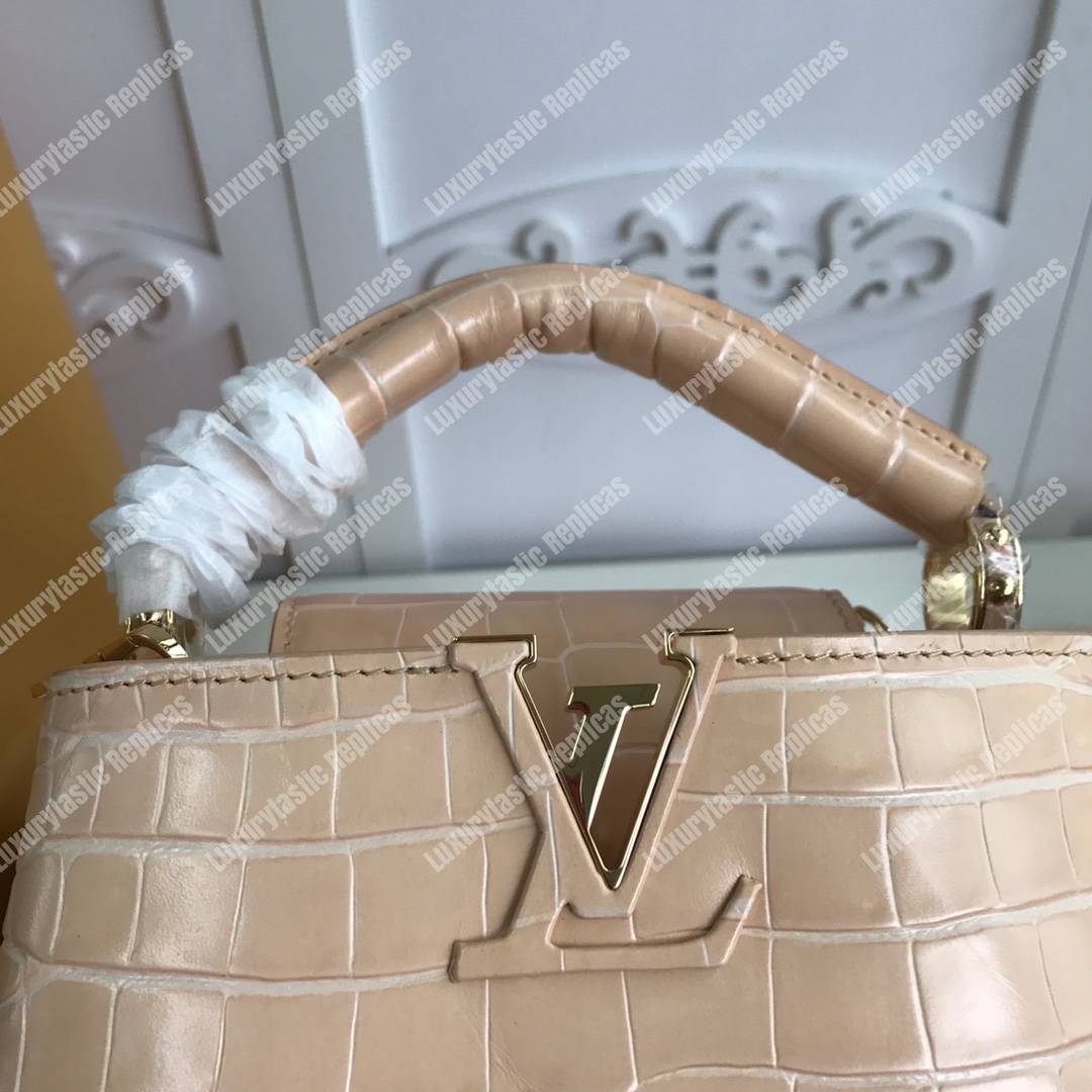 LV Capucines Mini Crocodilien Mat Dune