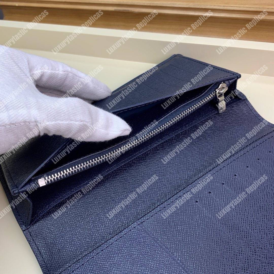 LV Brazza Wallet Epi Leather Marine Bleu Initials