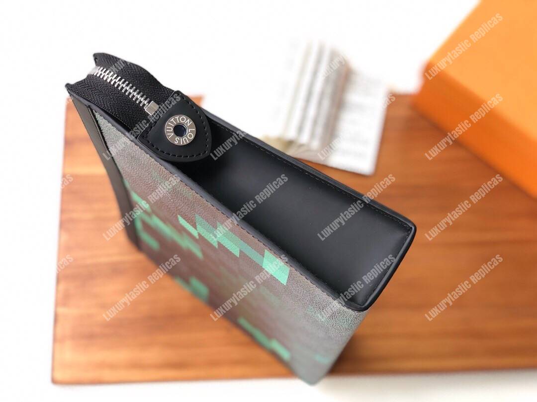 LV Pochette Voyage MM Pixel Monogram Green