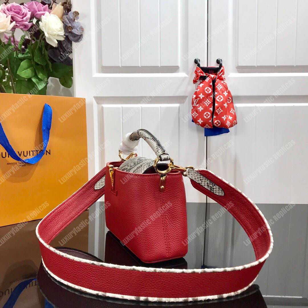 LV Capucines Mini Taurillon Python Rouge Carmin