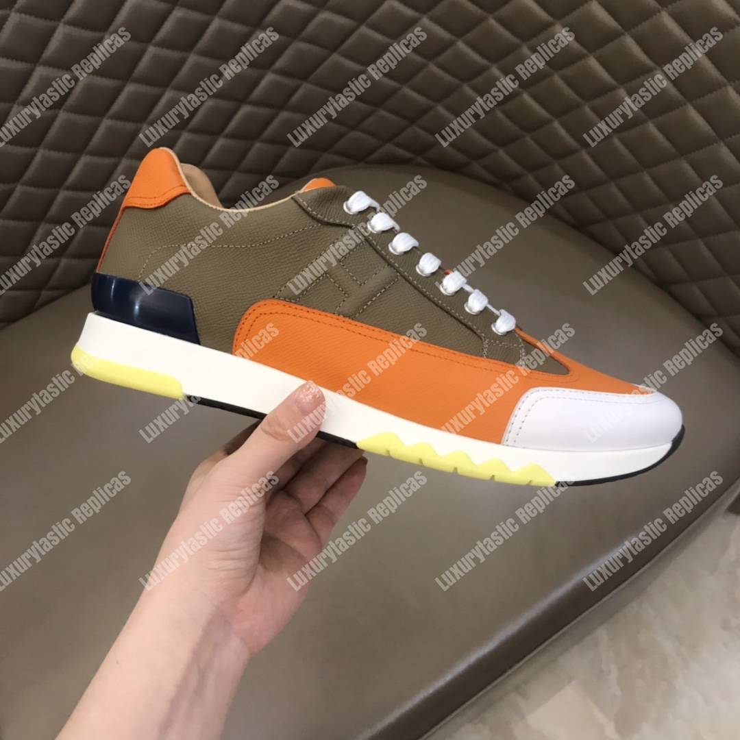 H**mes trail sneaker brown/orange