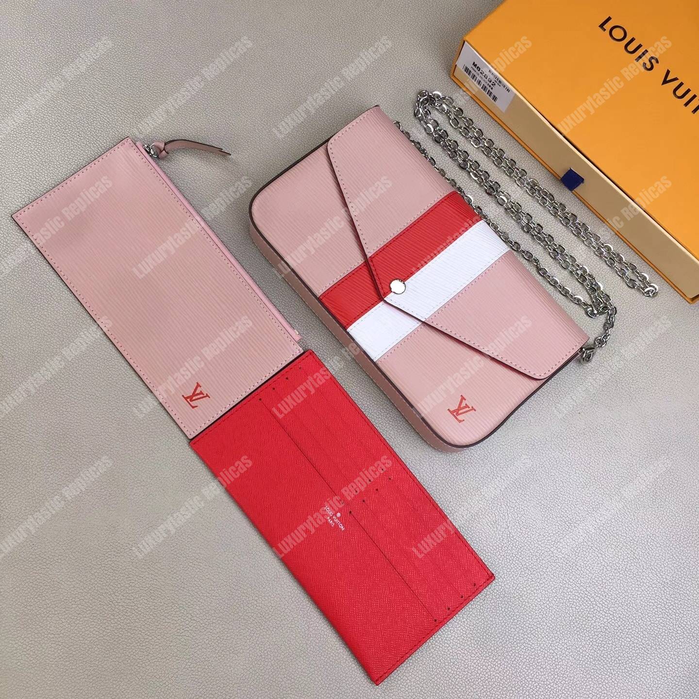 LV Pochette Felicie Epi Leather Rose Ballerine