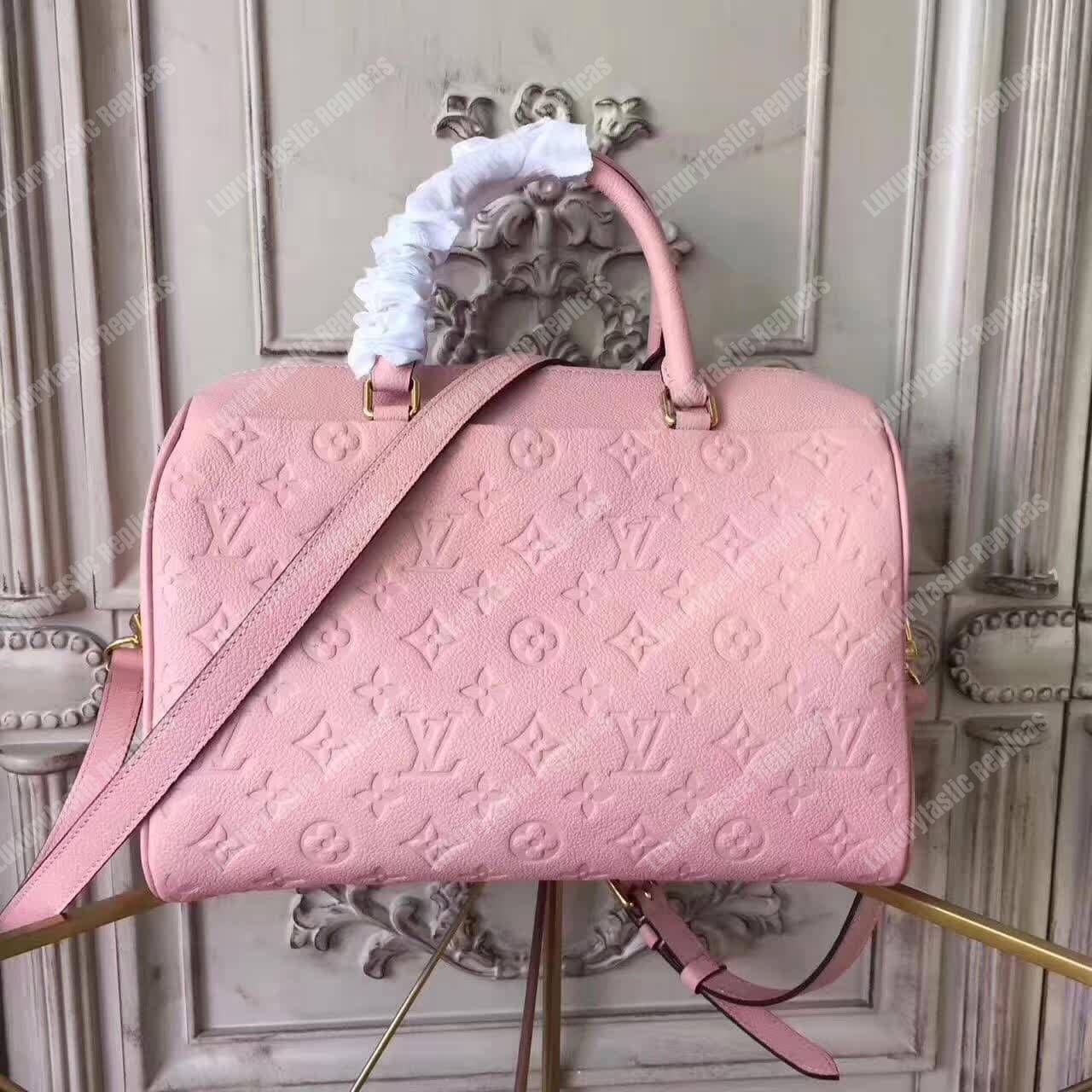 LV Speedy Bandouliere 30 Monogram Empreinte Leather Rose Poudre