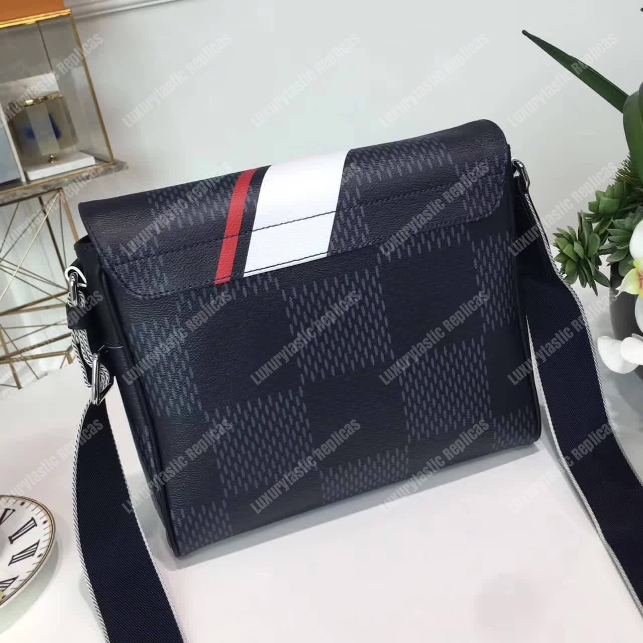 LV District PM Messenger Bag Damier Cobalt Canvas Red