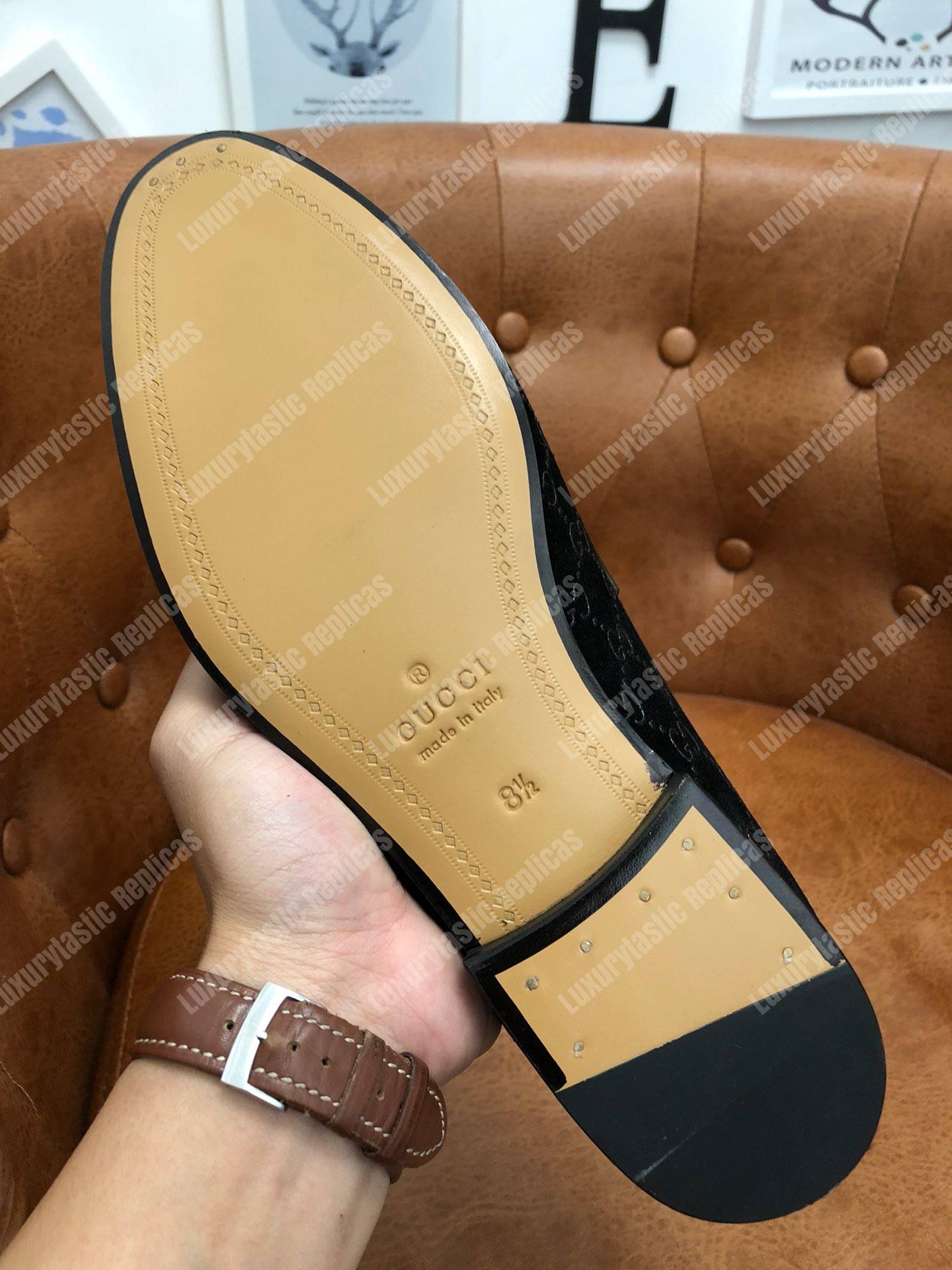 G*u*i jordaan velvet loafer black