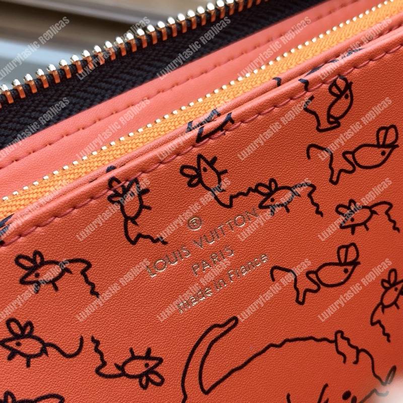 LV Zippy Wallet Catogram Dogs and Cats Brown Orange
