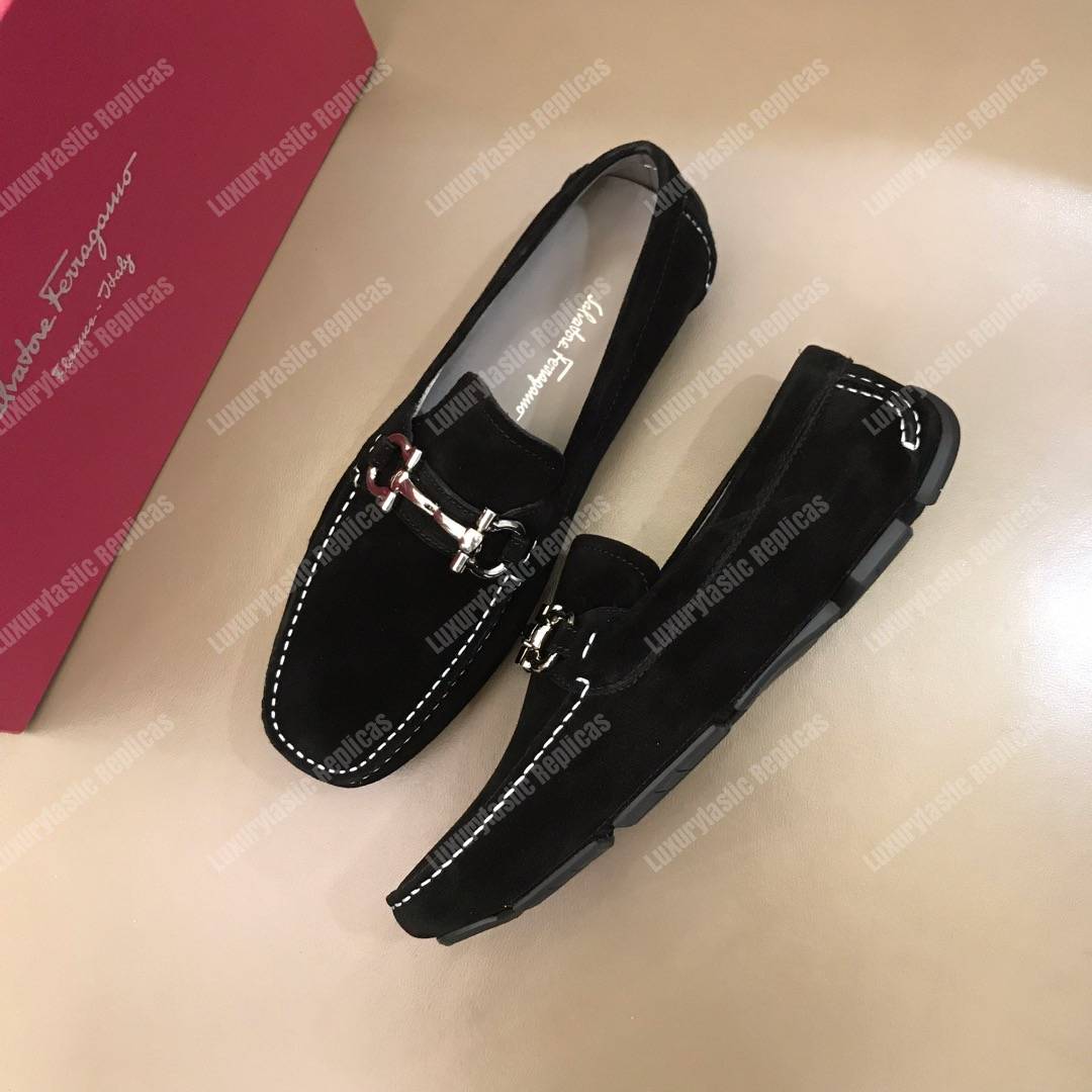 Salvatore Ferragamo Gancini Driving Shoe Black