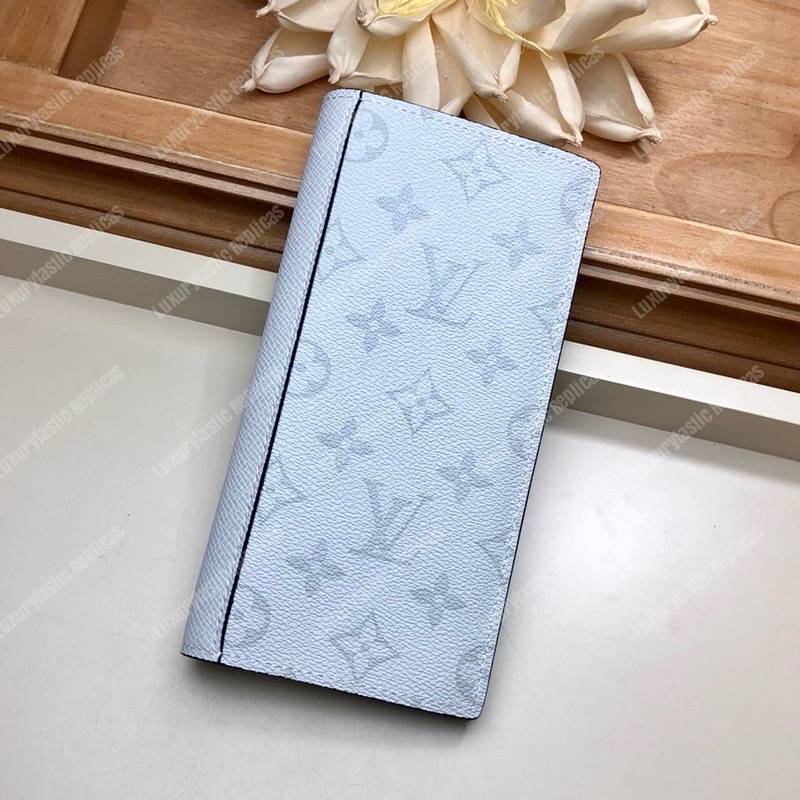 LV Brazza Wallet K45 Taiga Monogram Blanc