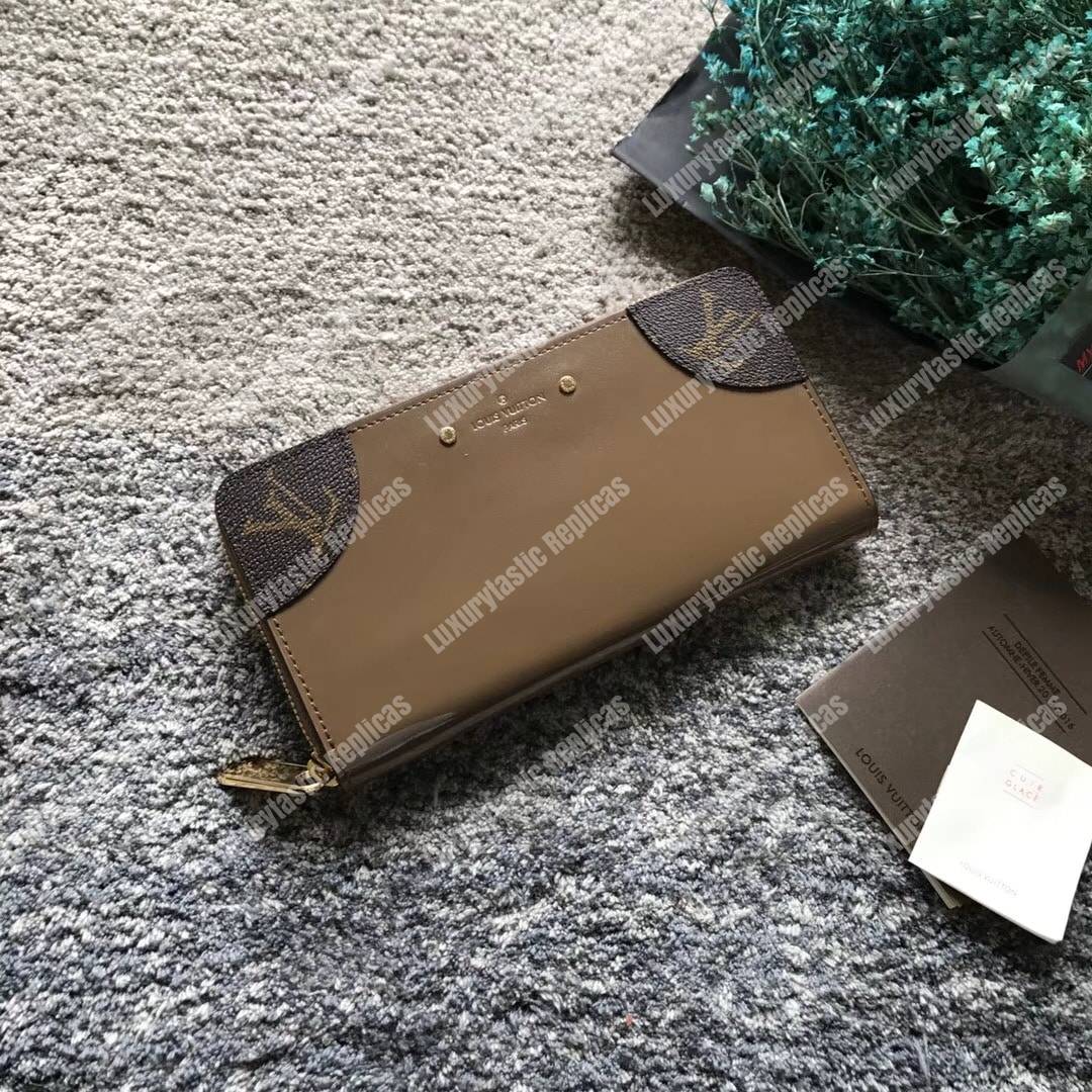 LV Zippy Wallet Patent Leather Brown