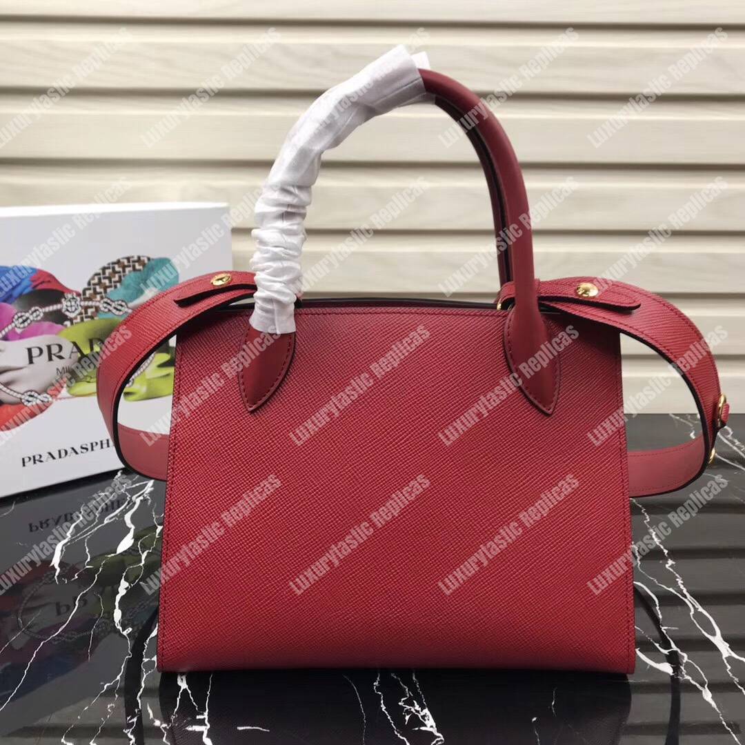 Pra*a monochrome saffiano leather bag red