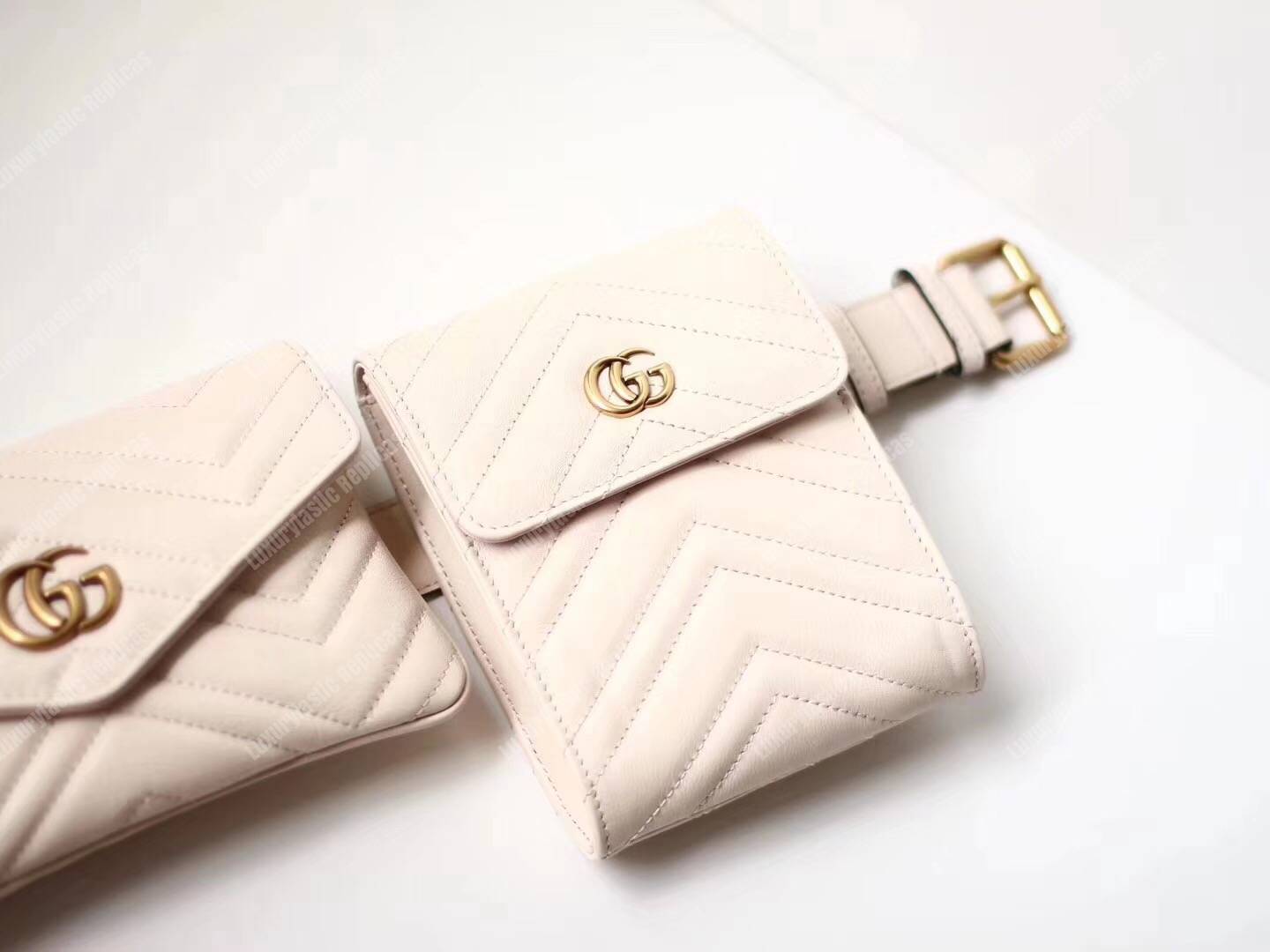 G*u*i gg marmont matelassé belt bag white