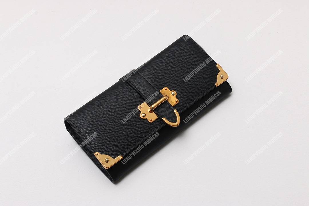 Pra*a cahier saffiano leather wallet large black
