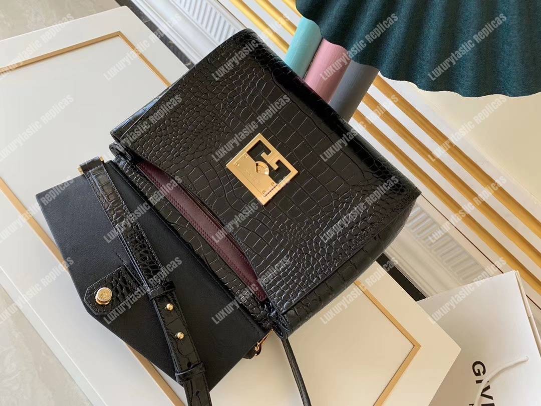 Givenchy Medium Mystic Bag In Crocodile-Effect Leather Black