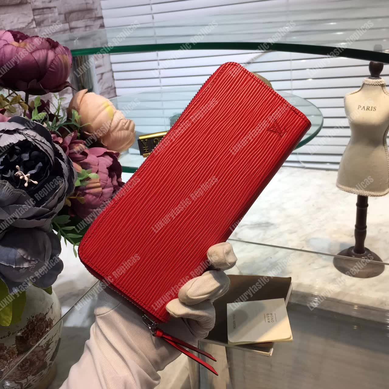 LV Clemence Wallet Epi Leather Coquelicot