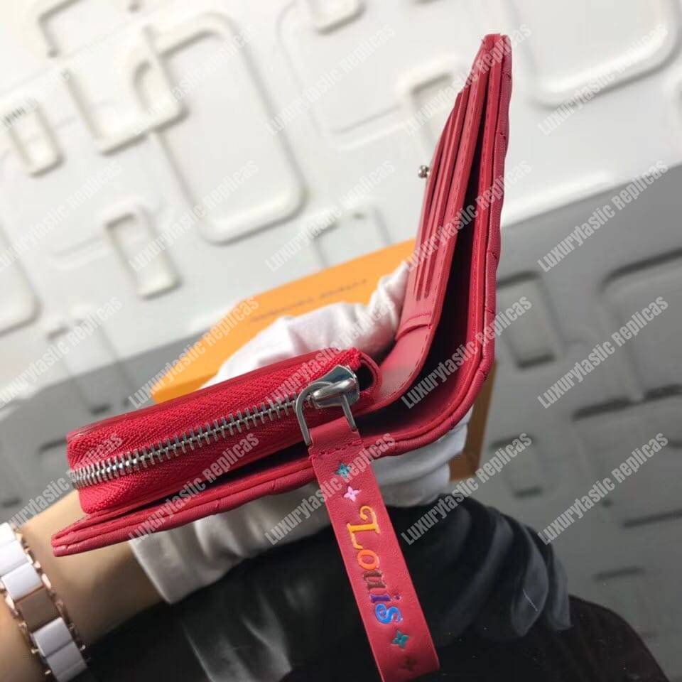 LV New Wave Zipped Compact Wallet Red