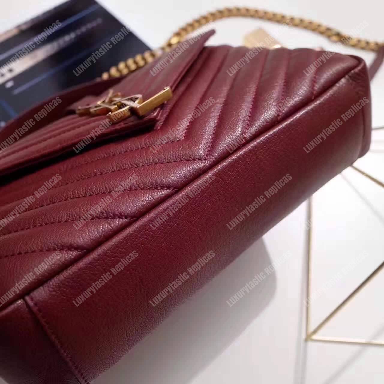 Saint Laurent Classic Medium College Monogram Dark Red Gold-Toned