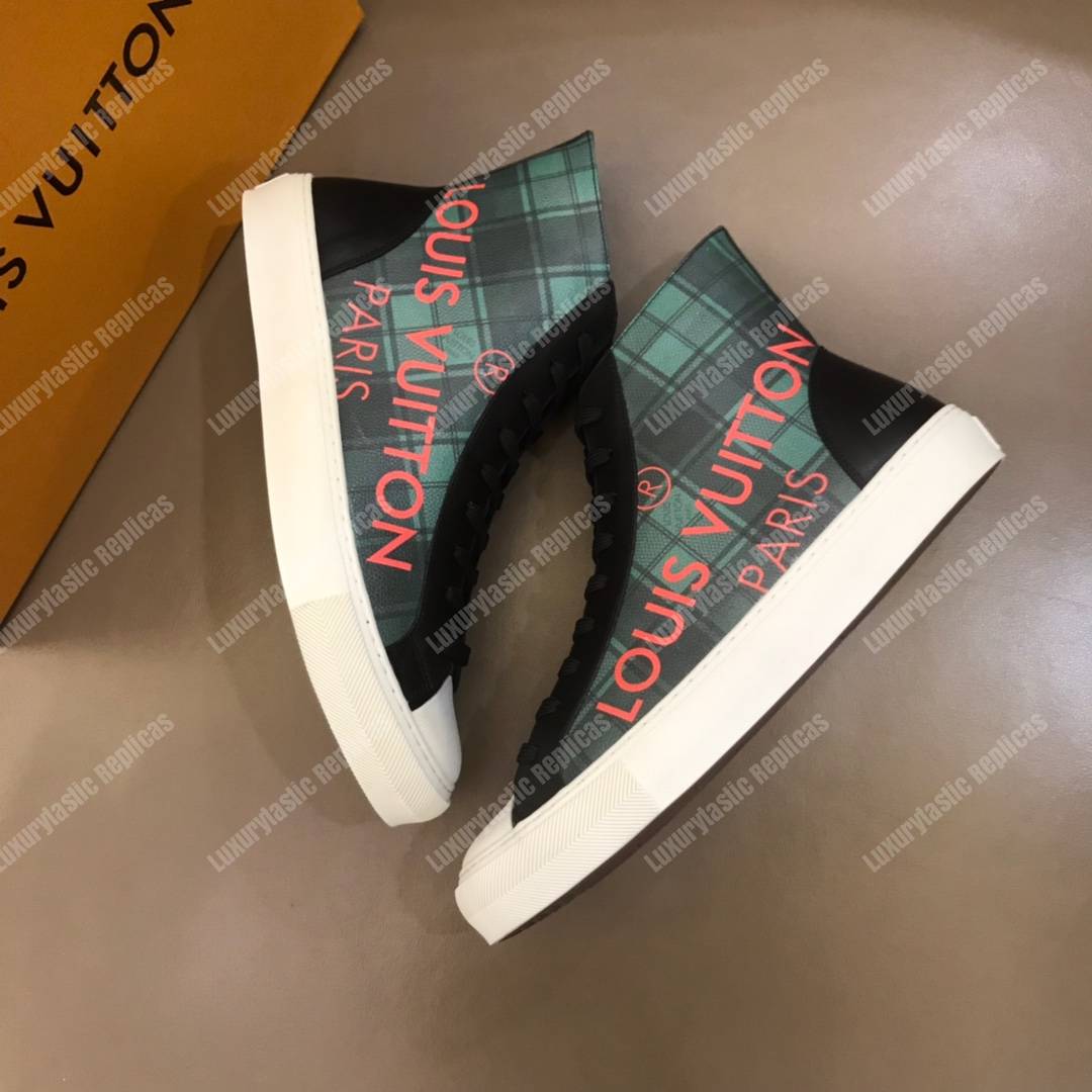LV Tattoo Sneaker Boot Dameir Tartan Canvas Green