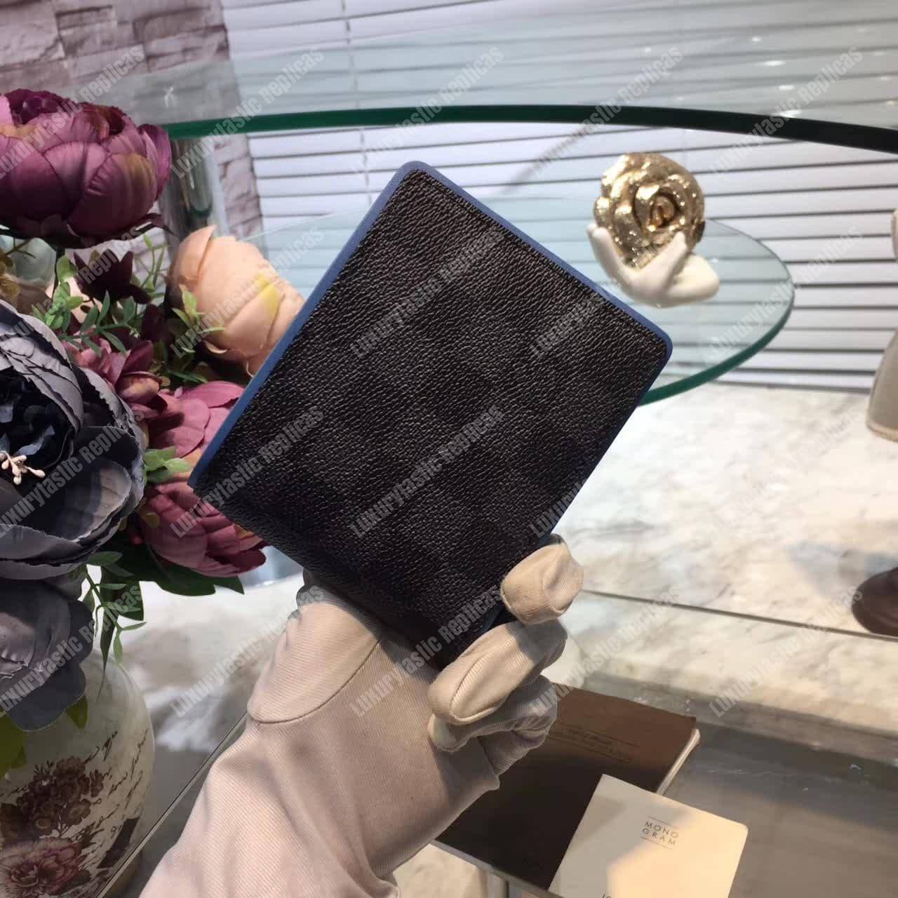 LV Multiple Wallet Damier Graphite Canvas Blue Neon