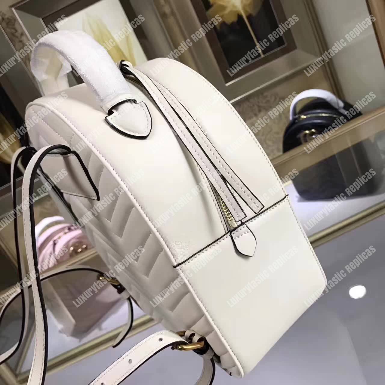 G*u*i gg marmont quilted leather backpack white