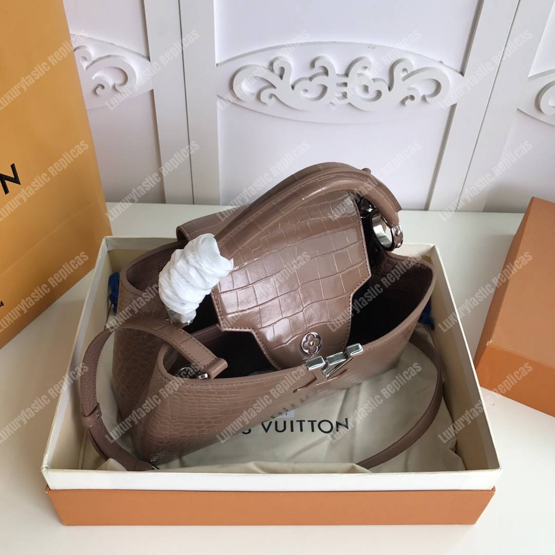LV Capuccines PM Crocodilien Mat Taupe