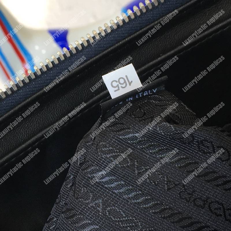 Pra*a saffiano leather work bag navy blue dark blue/grey crocodile insert