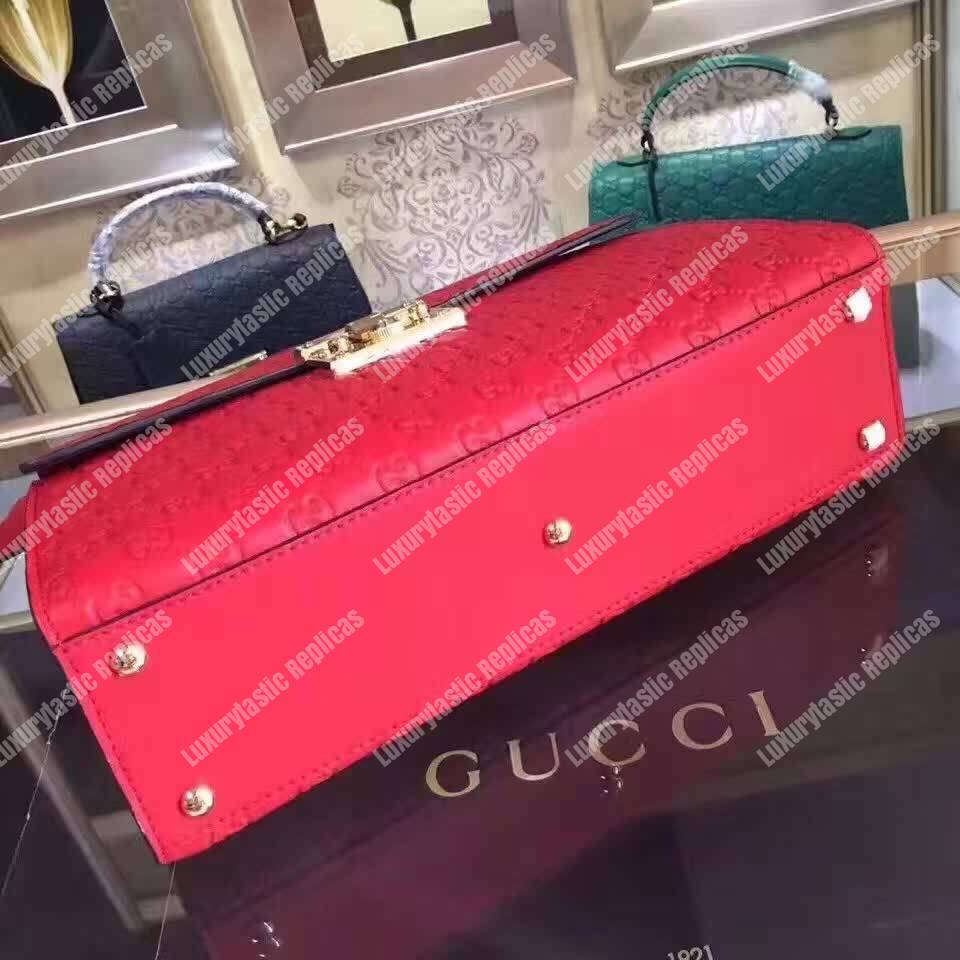 G*u*i padlock medium signature top handle bag red