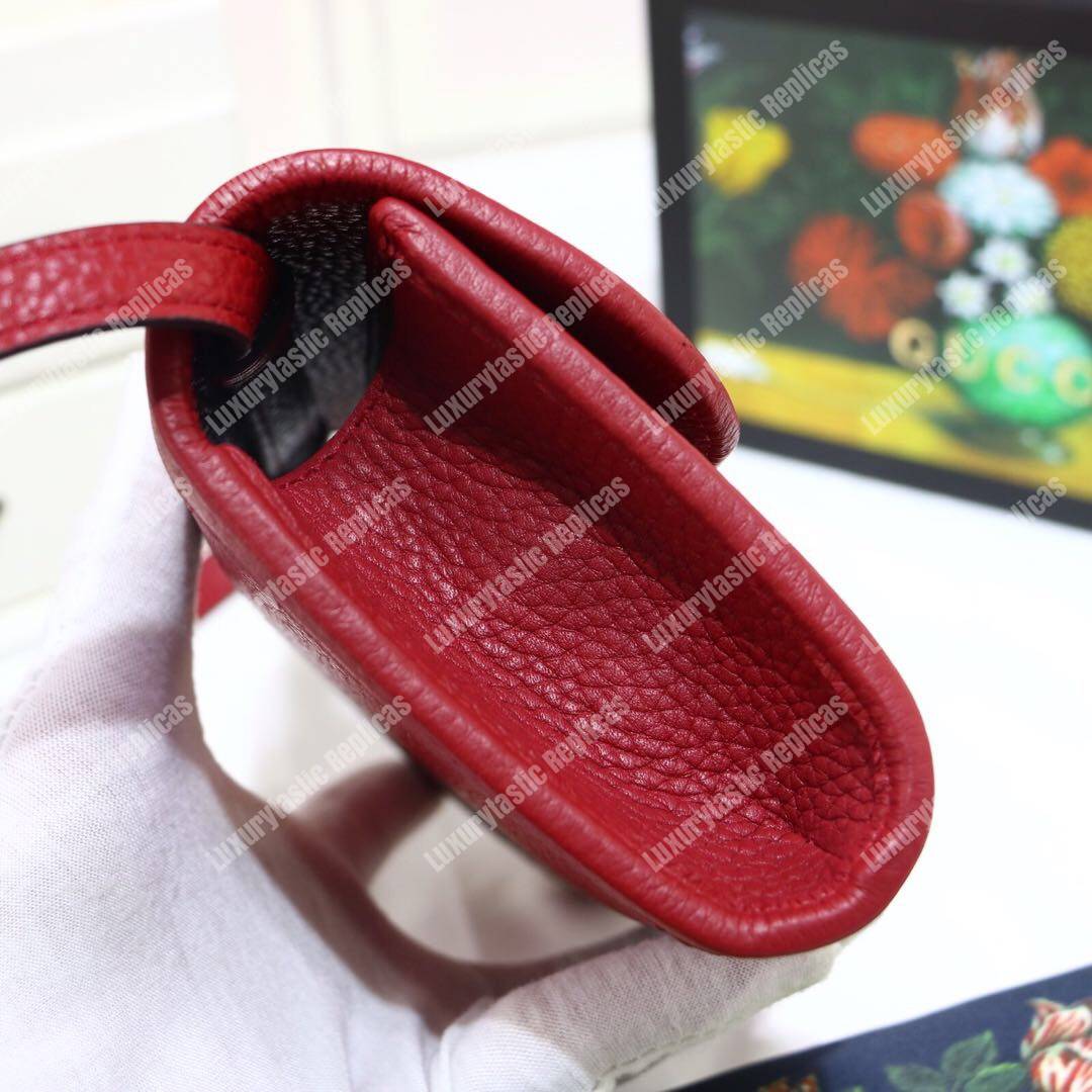 G*u*i gg calfskin mini shoulder flap bag red