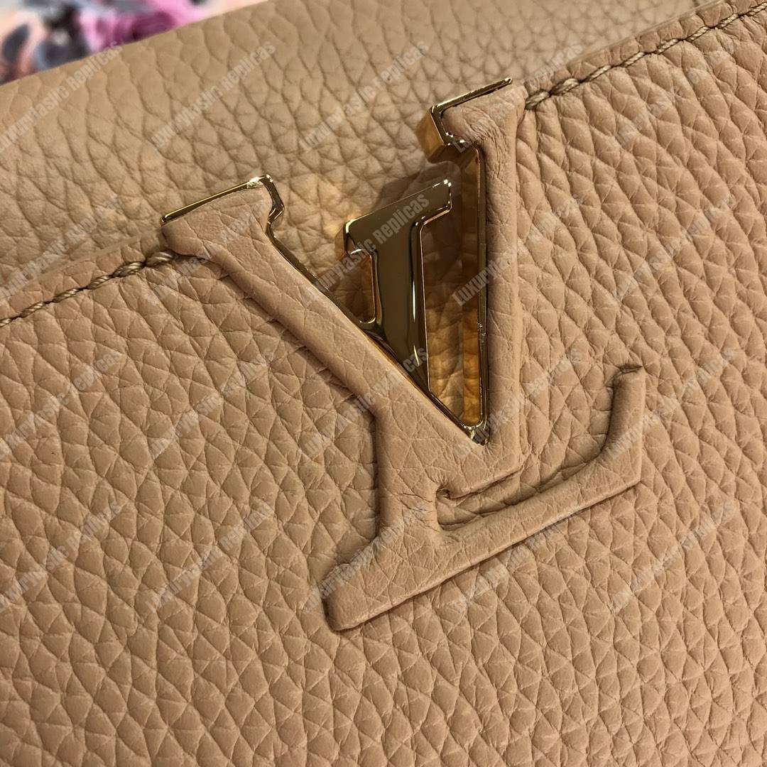 LV Capucines PM Taurillon Leather Beige