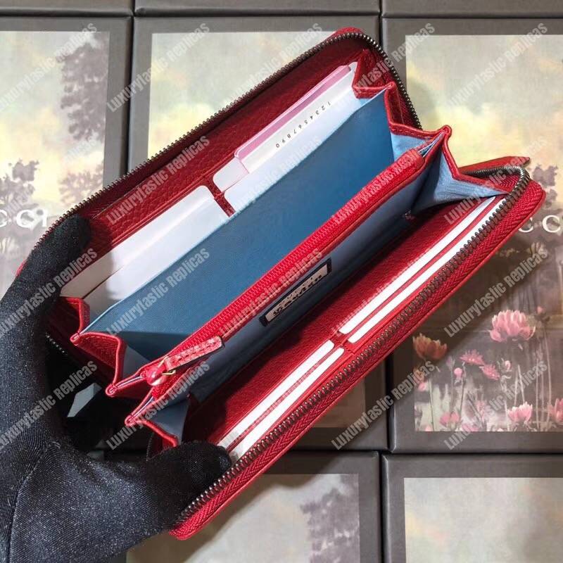 G*u*i garden leather zip around wallet red with butterfly