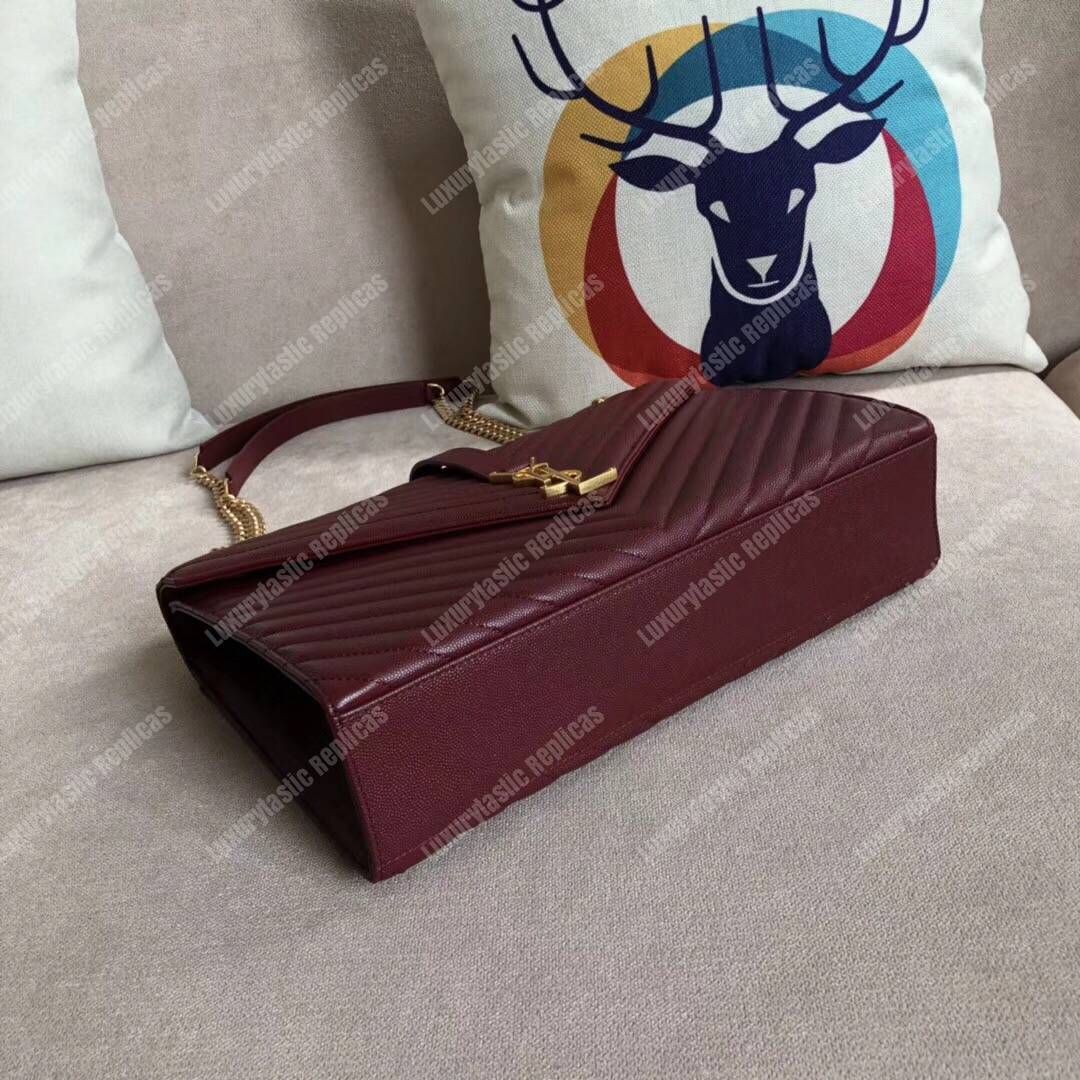 Saint Laurent Large Envelope Chain Bag Dark Red