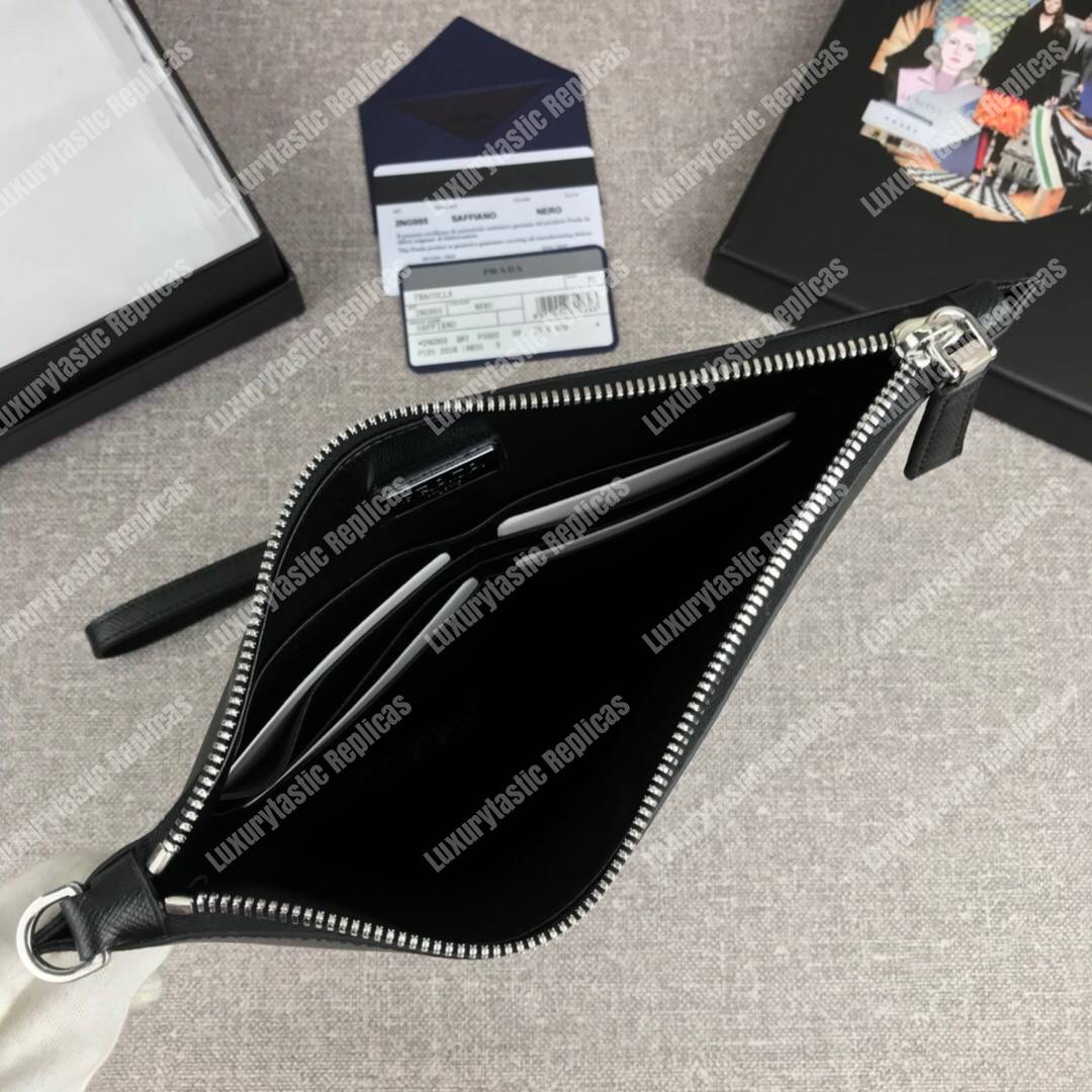 Pra*a saffiano leather document holder black
