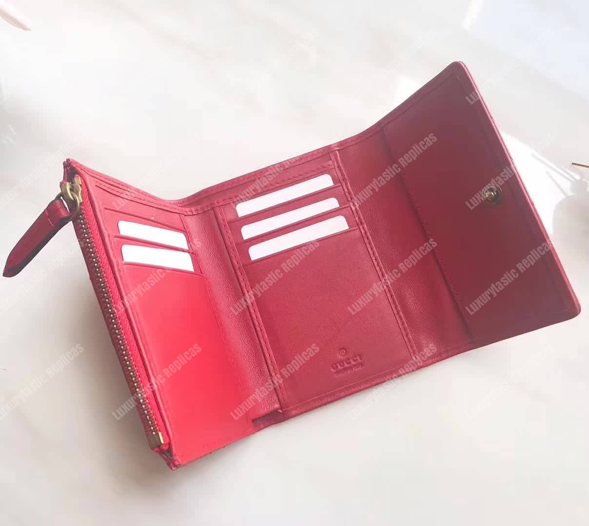 G*u*i gg marmont matelassé wallet hibiscus red