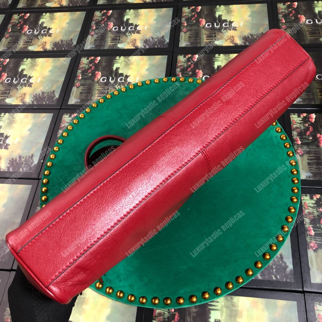 G*u*i re(belle) large top handle tote leather red