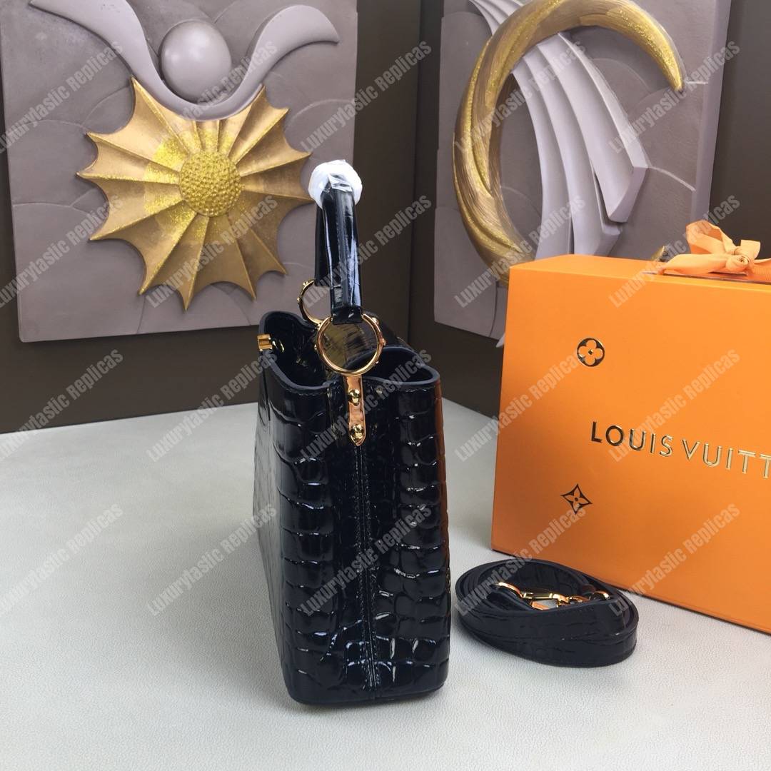 LV Capucines BB Crocodilien Brillant Noir