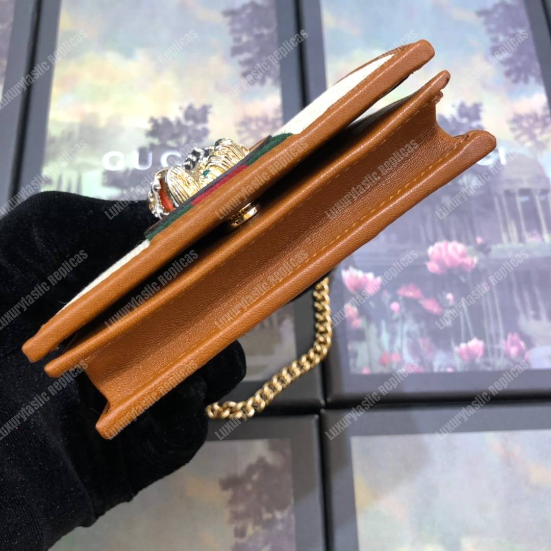 G*u*i rajah chain card case wallet beige