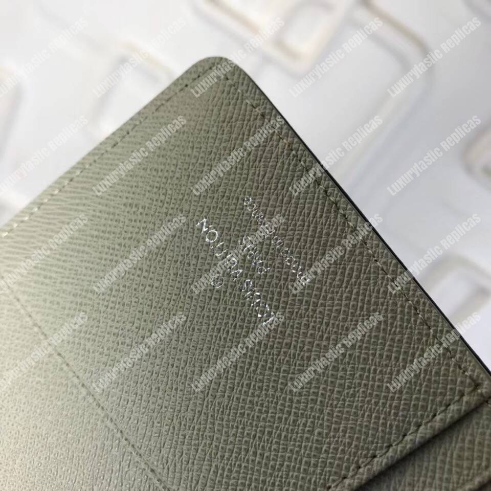 LV Brazza Wallet Taiga Leather Silver