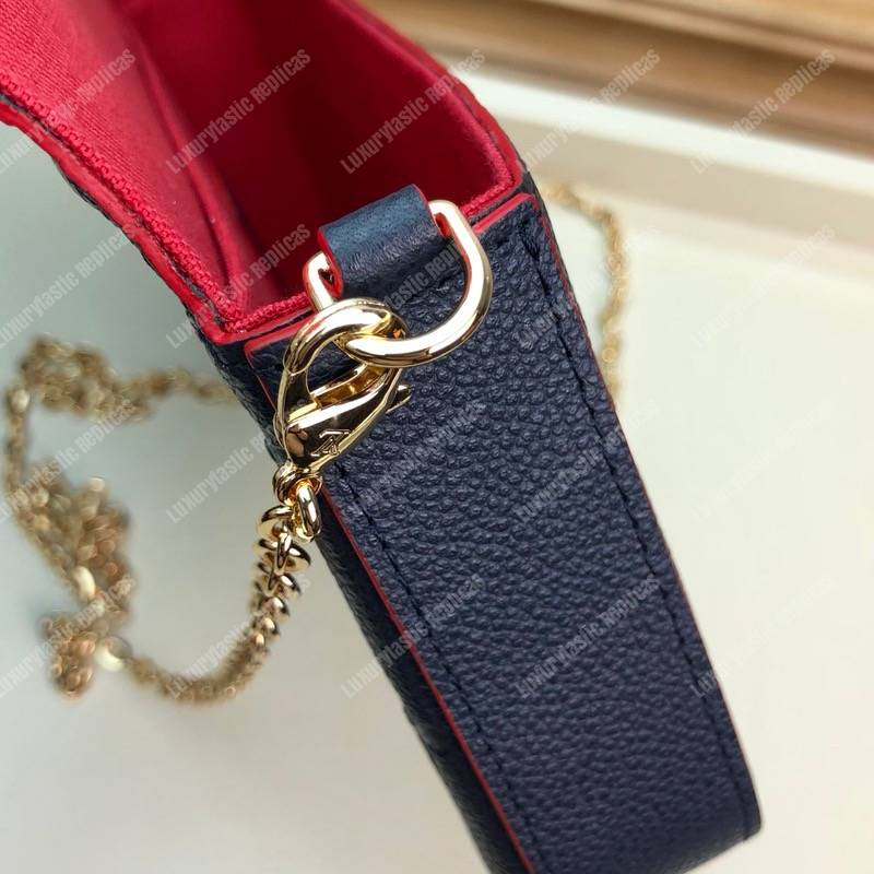 LV Pochette Felicie Monogram Empreinte Leather Marine Rouge