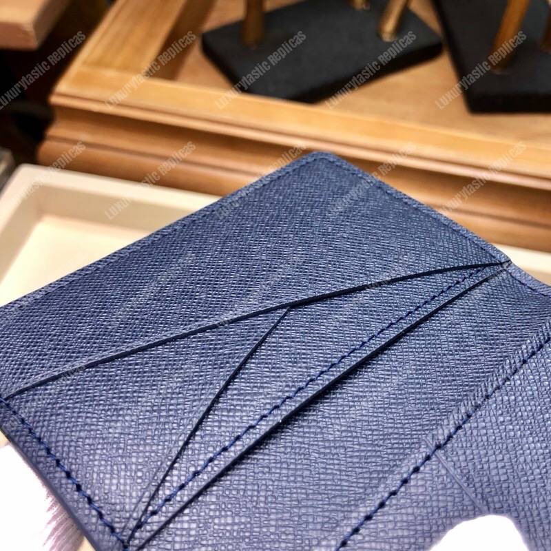LV Taiga Leather Pocket Organizer Bleu Marine