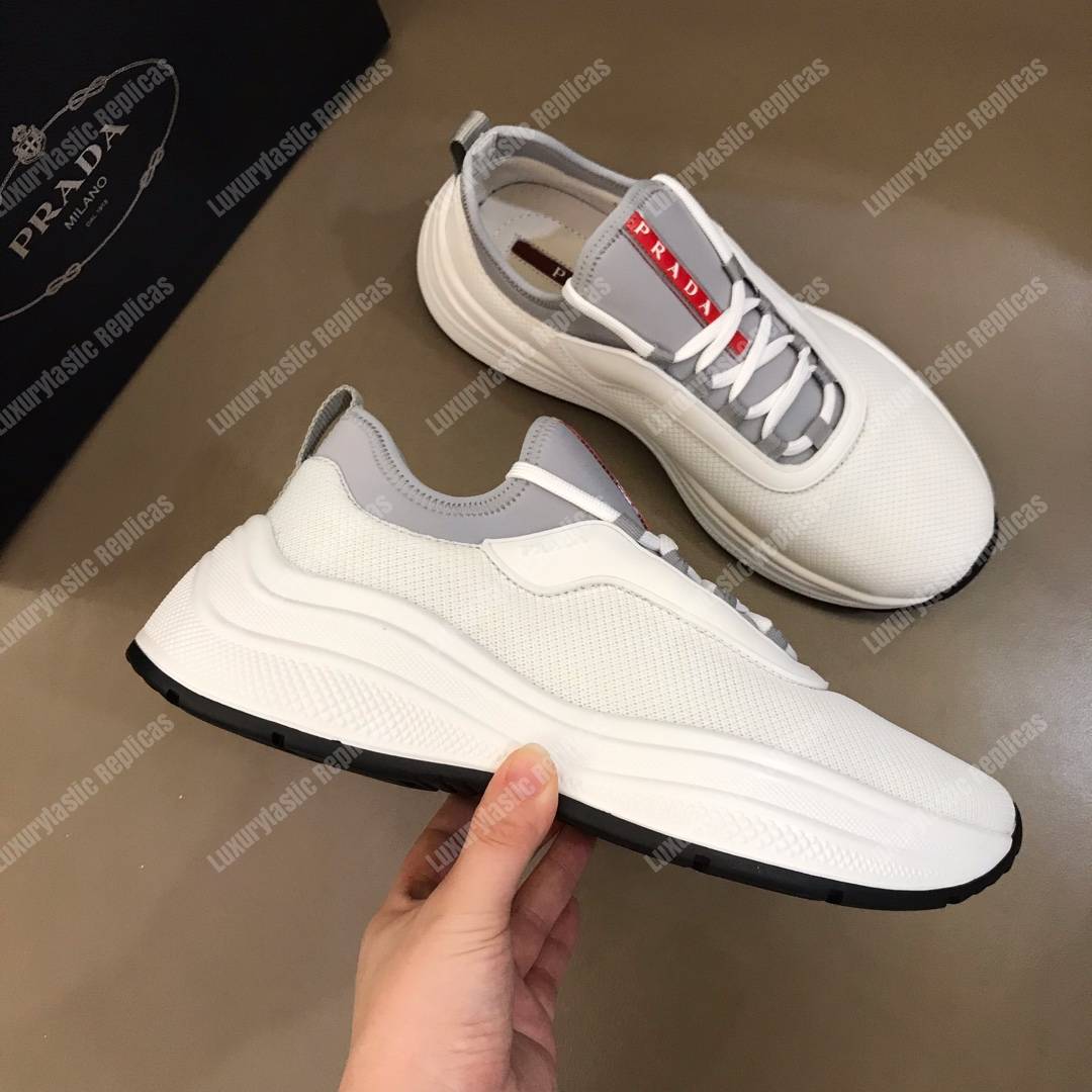 Pra*a mesh and neoprene sneakers grey